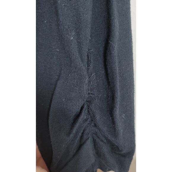 Lane Bryant Black Knitted Open Front Cardigan 14 16 Lightweight Ruched Sleeves - Picture 5 of 7